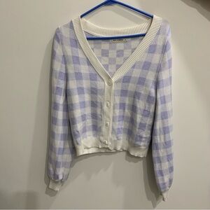 Moon & Madison purple checkered cardigan